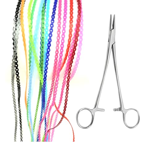 DIY Braces Power Chain Kit - 20 Multi-Color Elastic Bands & Plier