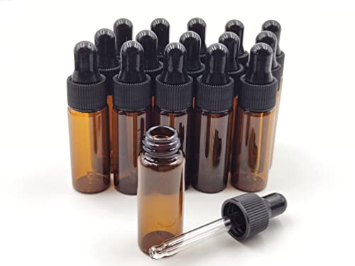 15-Pack 5ml Amber Glass Mini Dropper Bottles for Essential Oils