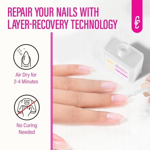 CHUCHU 15ml Nail Strengthener & Growth Treatment - 8-in-1 Clear Nail Hardener & Ridge Filler for Damaged Nails
