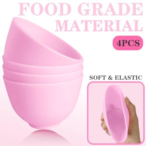 Bigwinyep Pink Silicone Facial Mask Mixing Bowl for Skincare & Spa