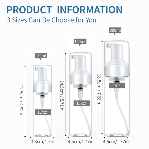 Lyuxzad 60ml Foam Pump Bottle - 2 Pack Travel Dispenser