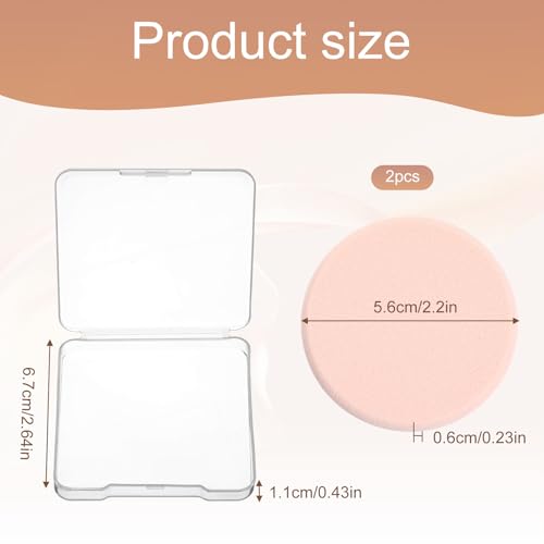Round Makeup Sponges Set - 2 Pcs with Travel Case for Flawless Application