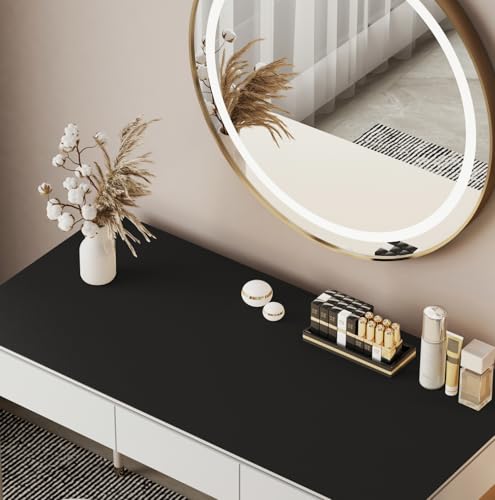 Metui Black Makeup Vanity Mat 39.37x15.7 Inch Waterproof Non-Slip Protector