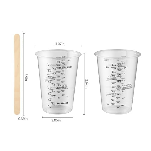 80pcs 8oz Clear Plastic Mixing Cups with Wooden Stir Sticks