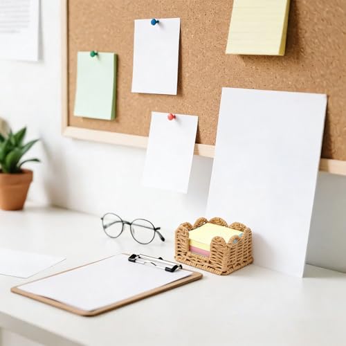 Premium 3x3 Inch Sticky Note Holder - Woven Paper Dispenser for Desk