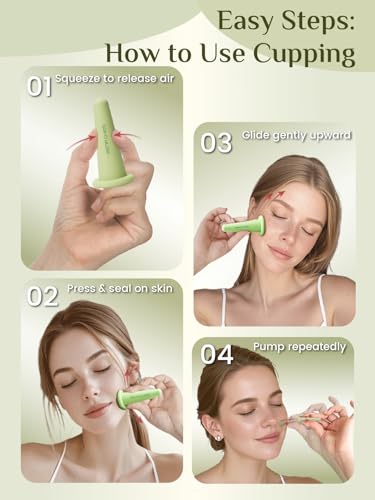 Rena Chris Green Facial Cupping Set & Gua Sha Tool - Jade Therapy for Skin Care