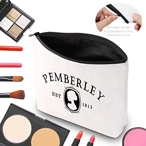 Pemberly est 1813 Book Lover Makeup Bag - Literary Travel Toiletry Organizer, Gift for Bookworms
