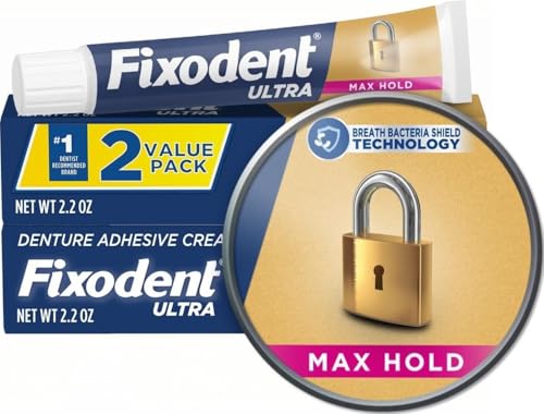 Fixodent Ultra Max Hold Denture Adhesive - 2.2 Oz (Pack of 2)