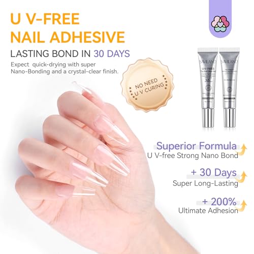 SAVILAND Long-Lasting Nail Glue Gel with Remover for Press-On Nails, No UV Needed