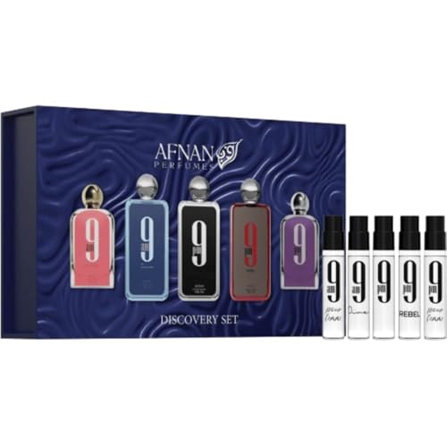 Afnan 9 Series Perfume Discovery Set - 5 Miniature Fragrances, Unisex, 2ml Vials