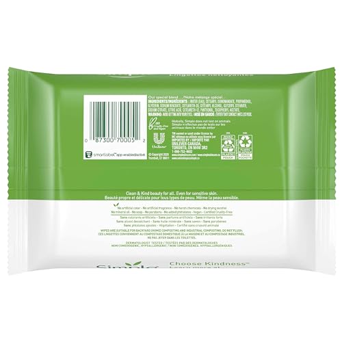 Simple Kind to Skin Cleansing Makeup Remover Wipes - Vegan & Gentle