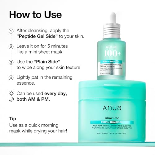 Anua PDRN 100 Hyaluronic Acid Toner Pads - Hydrating Collagen Face Mask, 60ct