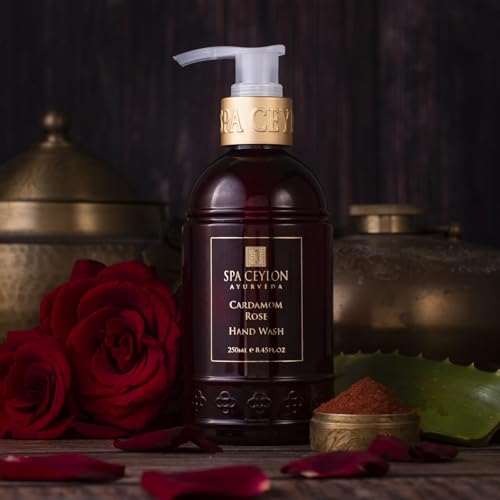 SPA CEYLON Cardamom Rose Hand Wash 8.45 Fl Oz - Hydrating Liquid Soap with Aloe Vera & Coconut