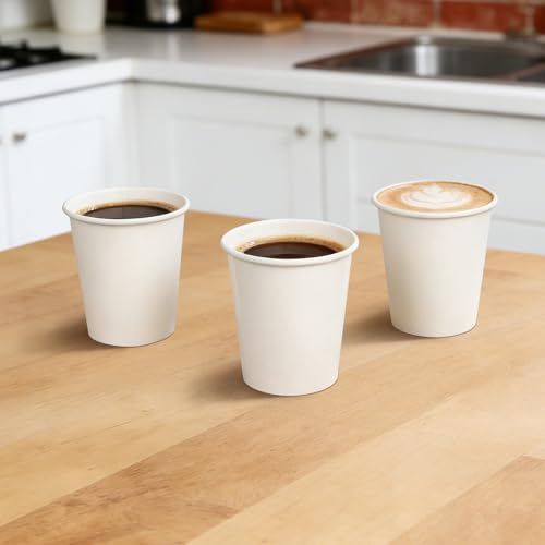 7 oz Disposable Paper Coffee Cups - 100 Pack, Leak-Proof & Sturdy