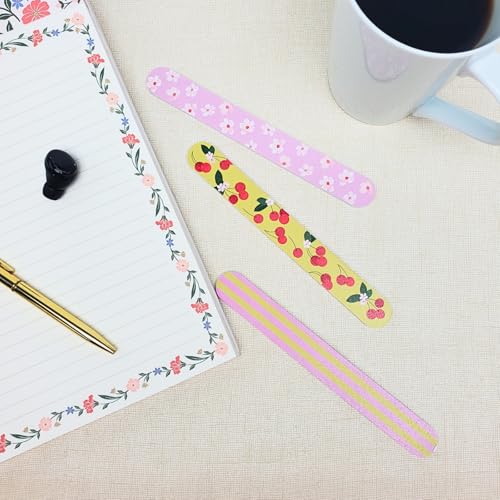 Lady Jayne Cherries Nail Files & Emery Boards Set of 3 – Dual-Sided, 6.25in x .75in with Rounded Edges (Fruit & Fleur Cherries 83526)