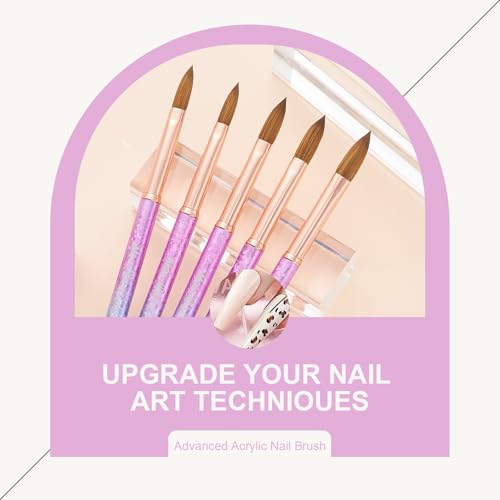 Acrylic Nail Brush Size 08 – 100% Pure Kolinsky Sable Hair, Gradient/#8, Professional Nail Extension Tool