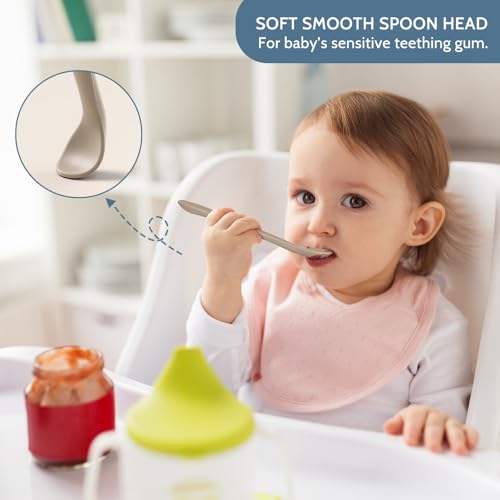 Silicone Baby Feeding Spoons - 6 Pack Soft-Tip Utensils for Infants
