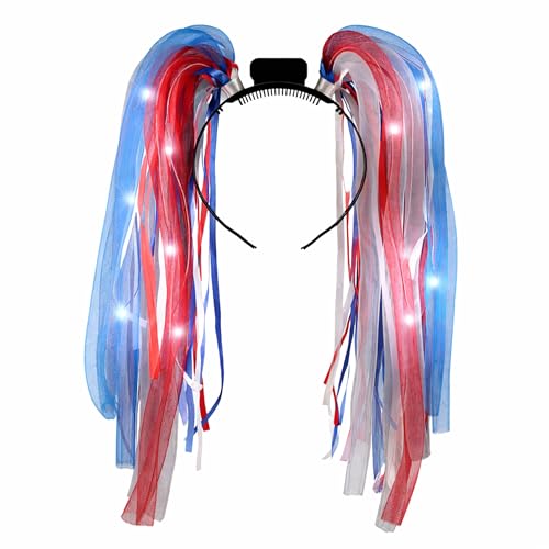 Blinkee Patriotic LED Flashing Noodle Headband - Red, White & Blue