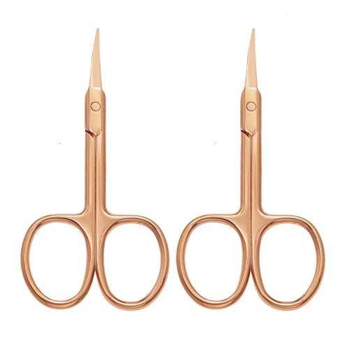Rose Gold 2pcs Eyebrow Scissors - Stainless Steel Cuticle & Manicure Snips