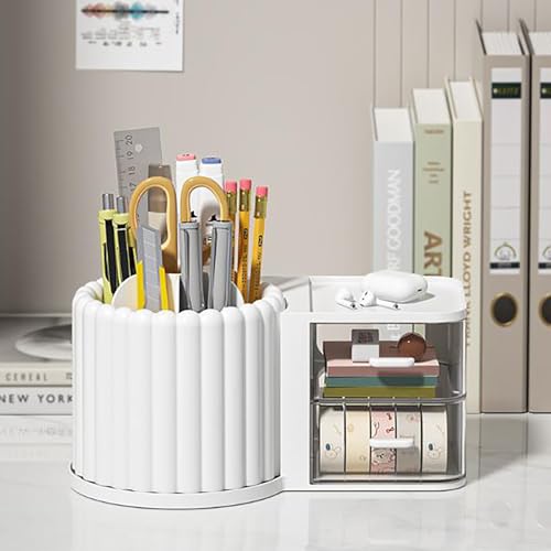 360 Rotating Makeup Brush Holder Organizer with 7 Removable Dividers
