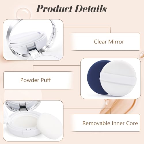 4 Pack Portable Makeup Puff Box with Mirror & Sponge - 15g Liquid/Foundation Container