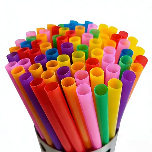 200 Pack Disposable Smoothie Straws - Bright Colors, 10.24 Inches