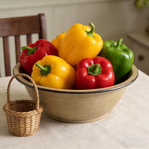 6-Piece Artificial Bell Pepper Set - Lifelike Decorative Vegetables