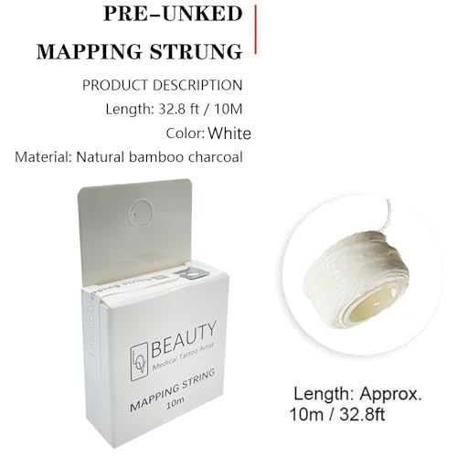 Pre-Inked Brow Mapping String for Microblading - 32ft White