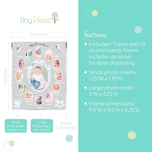 My First Year Baby Milestone Photo Frame - Silver Display for 12 Photos