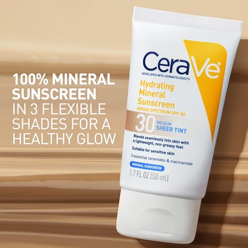 CeraVe Tinted Sunscreen for Face, SPF 30, Medium, 1.7oz