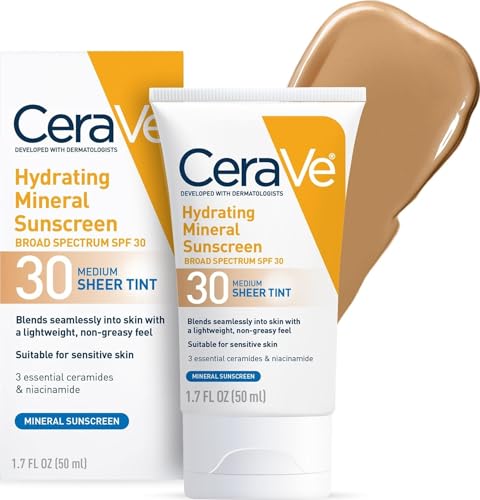 CeraVe Tinted Sunscreen for Face, SPF 30, Medium, 1.7oz
