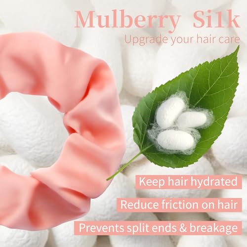 Mulberry Silk Hair Ties - 5Pcs No Crease Scrunchies for All Hair Types