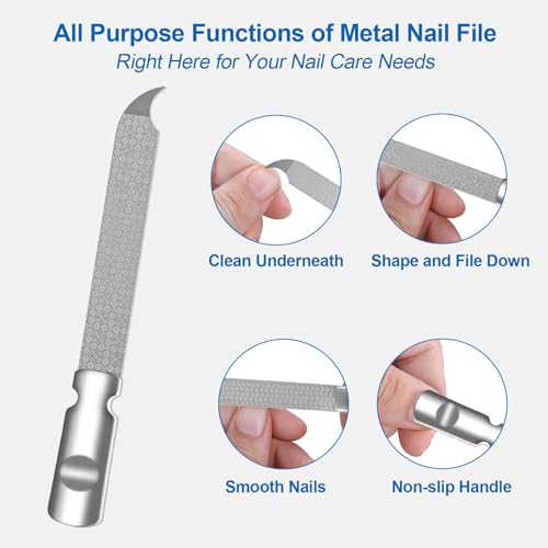 Stainless Steel Nail File with Leather Case - Double Sided Manicure Tool