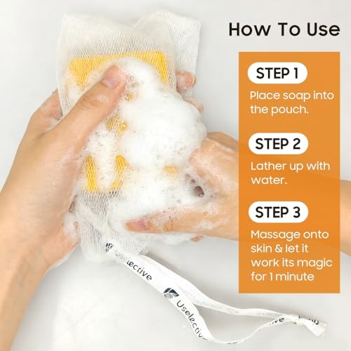 Uselective 3 Pack Lemon & Turmeric Soap Bar for Dark Spots - Kojic Acid & Shea Butter, SLS-Free