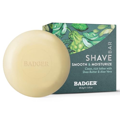 Badger Organic Shaving Soap Puck, Plastic-Free, Rich Lather, 3.15 oz