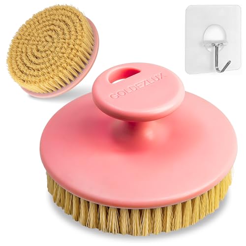 GOLDEZLUX Pink Dry Body Brush - Exfoliating Lymphatic Stimulation, Large Size & Comfortable Grip