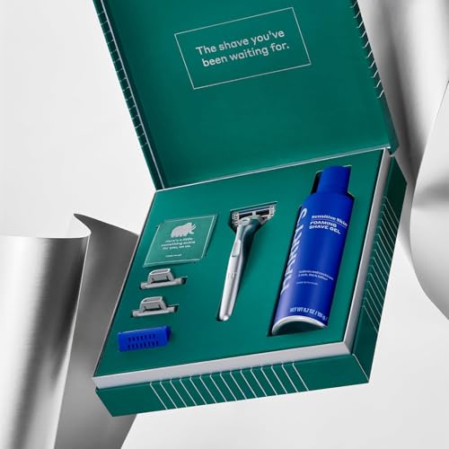 Harry's Plus Shave Gift Set for Men, Limited Edition Shave Kit for Men, 1 Razor Handle, 3 Cartridges, 1 Travel Blade Cover, and 6.7 oz Foaming Shave Gel
