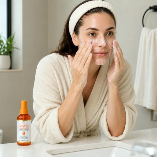Turmeric Facial Cleanser with Vitamin C - Brightening Face Wash for All Skin Types