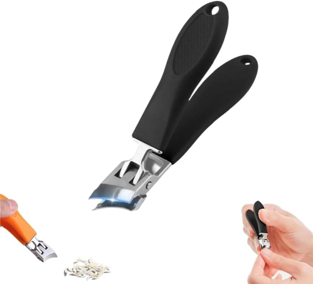 Anti-Splash Slanted Nail Clipper - Wide Jaw Opening for Thick & Ingrown Nails | Household Use (Orange)