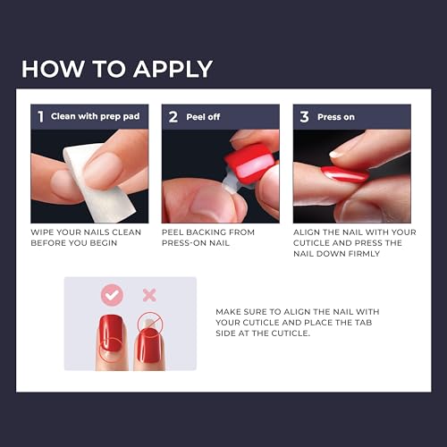 imPRESS Medium Blue Short No Glue Press On Nails - Eternity Design, Squoval Shape, 30 Nails & Tools