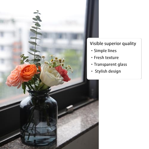 Geometric Faceted Glass Flower Vase - 6" Tall & 4.1" Wide