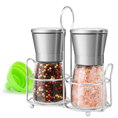 M JINGMEI Stainless Steel Salt and Pepper Grinder Set with Adjustable Coarseness