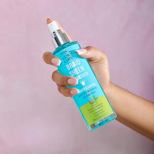KISS Colors & Care Braid Sheen Spray - 8.45 oz Moisturizer for Braids, Locs & Curls