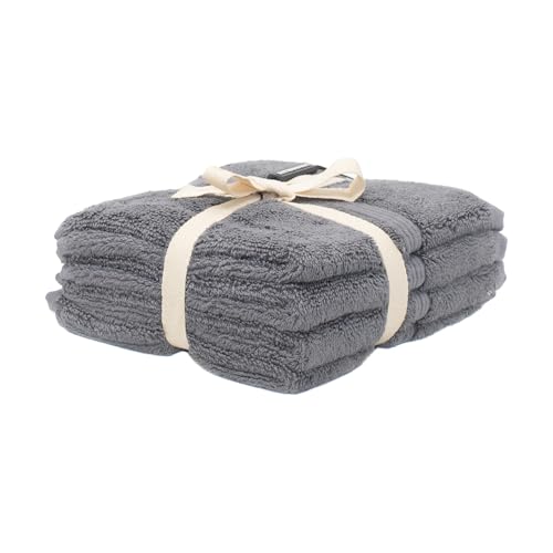Mosobam Charcoal Gray Turkish Washcloths Set of 4, 13 x 13 in, 700 GSM – Soft, Absorbent, Luxury Face & Body Towels