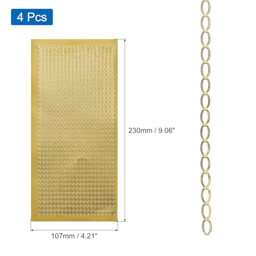 MECCANIXITY Gold Nail Art Stickers Decals - 4 Sheets for Manicure & Crafts