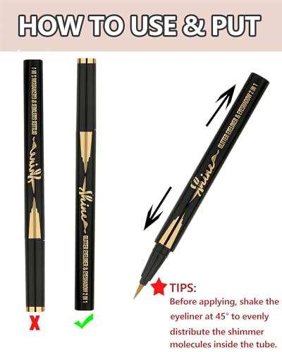 LYSdefeu Bronze Glitter Eyeliner Pen Brown Metallic Shimmer Makeup