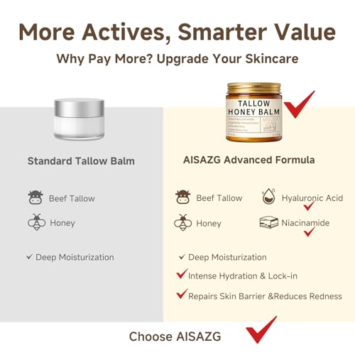 AISAZG Tallow Honey Face Moisturizer with Hyaluronic Acid & Niacinamide, Non-Greasy 4.23oz