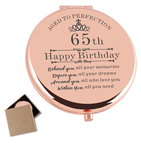 65th Birthday Gift for Women - Rose Gold Compact Makeup Mirror