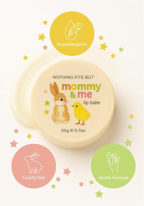 Vegan Mommy & Me Lip Balm - Fragrance-Free, Hypoallergenic Care for Moms and Babies, 0.7 Oz