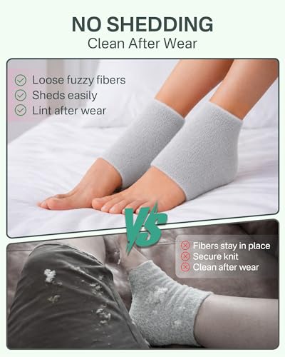 Originbuty Gray Moisturizing Heel Socks for Women & Men – Fuzzy Open-Toe Gel Heel Protectors